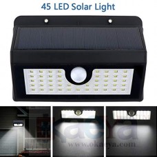 OkaeYa 45 LED Solar Motion Sensor Wall Light